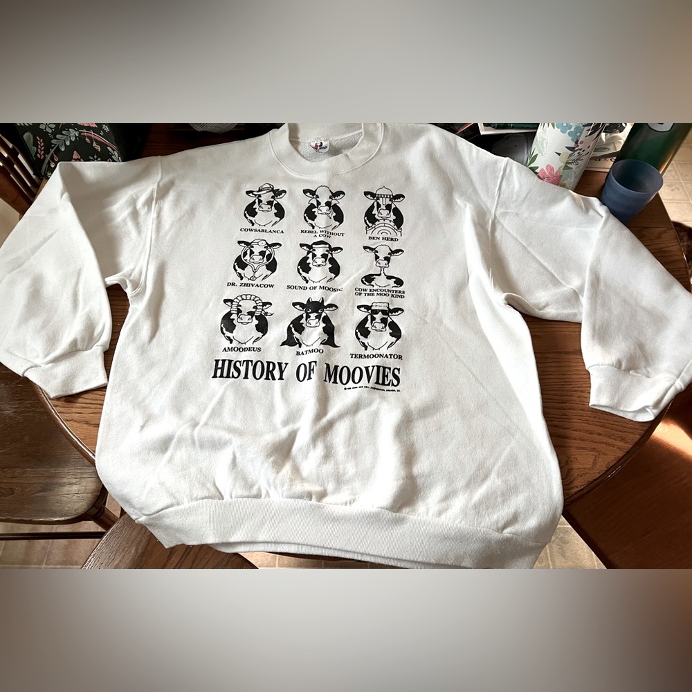Vtg 1992 History of the Moovies Tee Jays Men's crew neck sweatshirt size XL